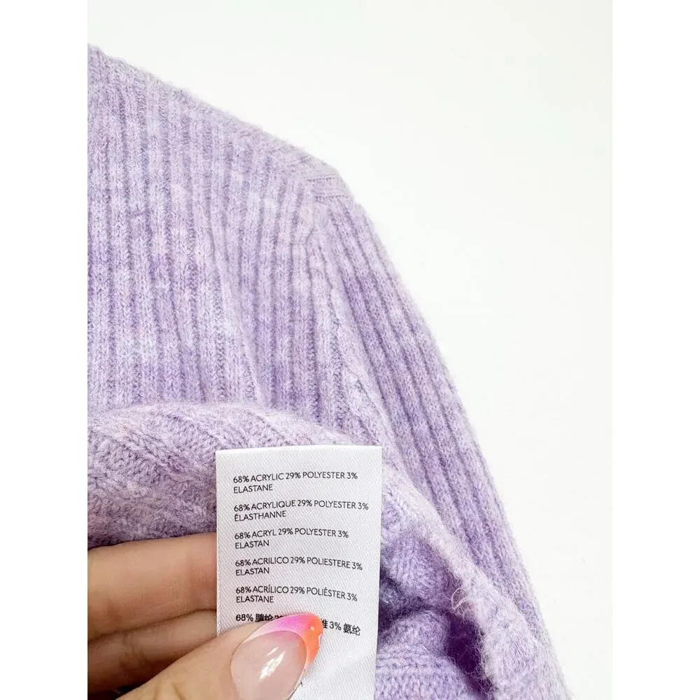 NWT Urban Outfitters Bibi Wrap Sweater Top Size Small Purple Knit Crop Ballerina